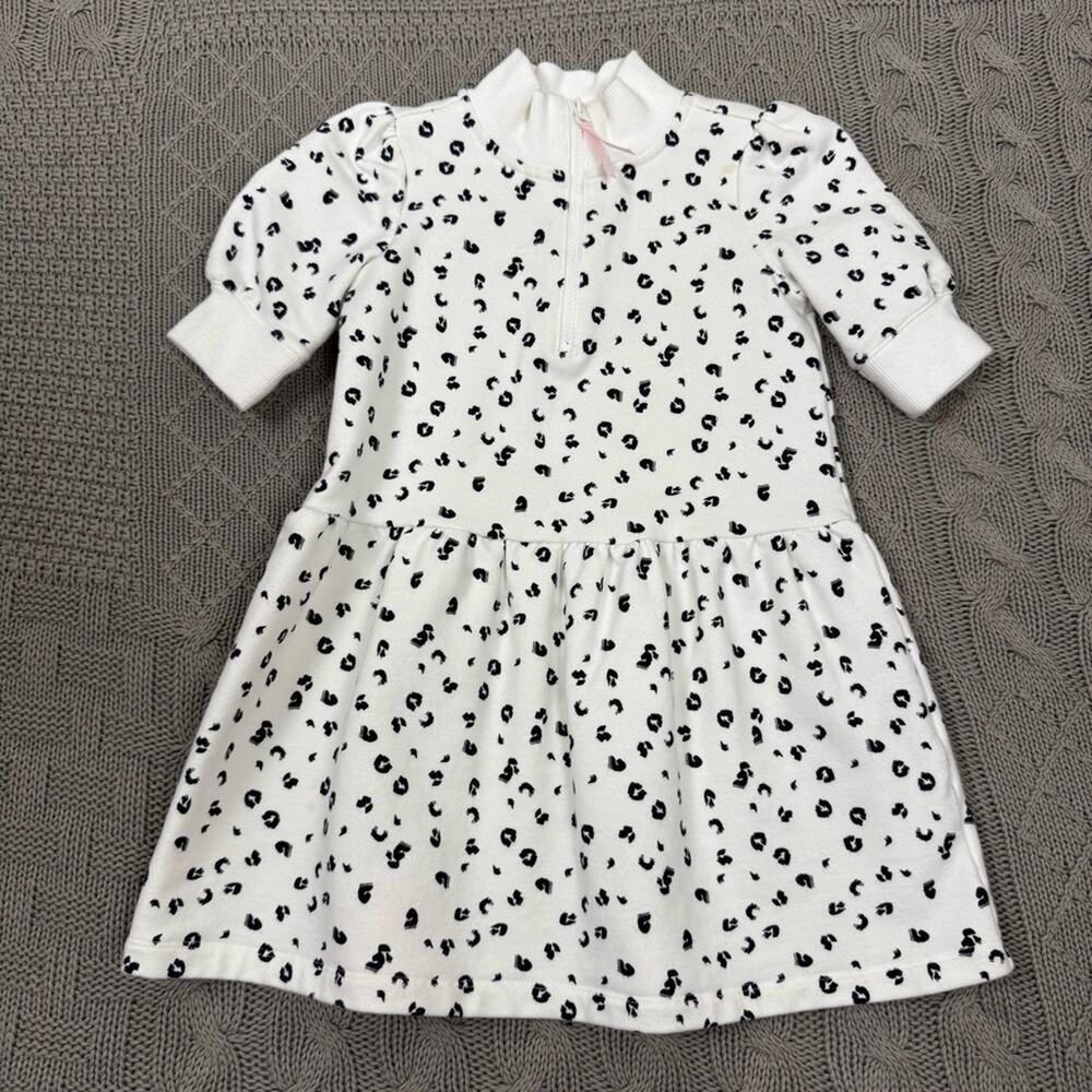 Janie & Jack Animal Print Black & White Short Sleeved Sweatshirt Dress ~ 18/24M